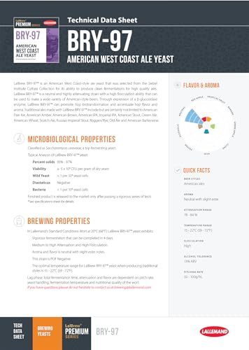 Lallemand DOES NOT APPLY Lalbrew Premium Series American West Coast Ale Yeast Bry-97 thumb #2
