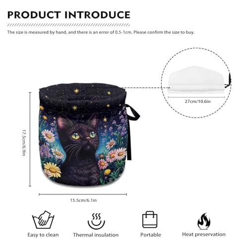 Image of Xoenoiee Black Cat Whimsical Night Garden Print Tea Cozy Tea Pot Cover Insulation Tea Cosy Teapot Dust Cover Teapot Warmer for Home Kitchen Teapot Covers
