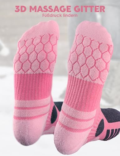 Supertrip 3 Paar Merinowoll-Skisocken für Damen Herren, Thermo Skistrümpfe Warme Skisocken mit polsterung Dicke Kniestrümpfe Winter Kompressionssocken für Skifahren Snowboard