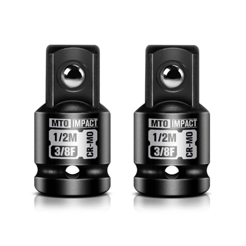 MTO 2-Piece 3/8 Female to 1/2 Male Impact Socket Adapter Set 3/8 Drive Impact Driver Conversions for Impact Wrench Chrome Molybdenum Alloy Steel