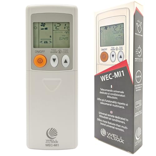 Wellclima WEC-MI1 Télécommande Universelle pour climatiseur Mitsubishi, prête à l'emploi en Quelques Secondes, Compatible avec Pompe à Chaleur et...