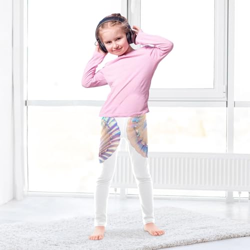 Two Seashells Colorful Ocean White Girls Casual Leggings for Kids Printed Long Pant Bottoms Stretch and Soft4