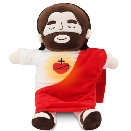 Gobesty Peluche Jesús que respira, 40 cm con respiración, música y luces, Jesús para aliviar la ansiedad, figura de Cristo Jesús para niños y adultos Gobesty Peluche Jesús que respira, 40 cm con respiración, música y luces, Jesús para aliviar la ansiedad, figura de Cristo Jesús para niños y adultos
