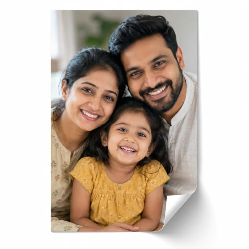 AMZDIGI Customized Photo Poster, Personalized Self-Adhesive Wall Poster with Your Photo, Peel and Stick No Frame Family Photo Print for Bedroom, Living Room, Birthday Gift, 8.3 x 11.7 Inch A4