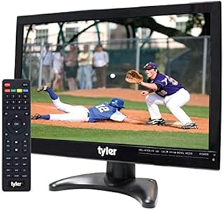 Tyler 14” Portable TV LCD Monitor 1080P Rechargeable Lithium Battery Operated, 3 Antenna, HDMI, USB, RCA, FM Radio, Digital Tuner, AV Inputs, AC/DC, TV Stand and Remote Control for Kids Car Travel