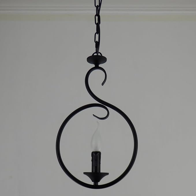 SAIVITT Amerikaanse vintage kroonluchter hanglamp industriële rustieke ingang lamp gang antieke ronde ring zwart metaal ijzer E14 plafond spot gang 25 cm photo 2