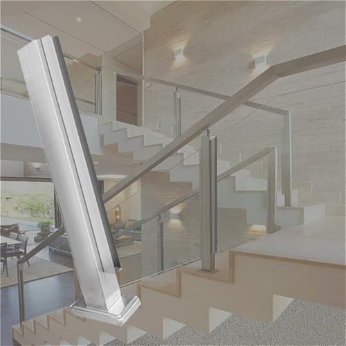 48 44 40 36 32 28 24 in Height Fence Balustrade Post, Porch Glass Fence Clamp Pole, Deck Fence Vitreous Railing Column for Indoor &amp; Outdoor Fences(A-Edge,Height 36in/90cm)