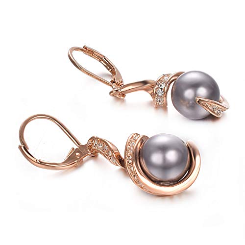 Yoursfs Gray Pearl Leverback Earrings For Women 18K Gold Plated Drop Dangle Earring Fashion Jewelry #TOP3