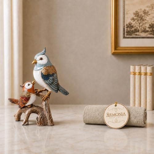 Image of ARMONIA Vintage Birds Decorative Statue for Home Decor | Italian Designer Bird Couple Showpiece | Premium Polystone Figurine | Best Romantic Gift for Girlfriend, Wife & Couples (9.8 Inch Height)