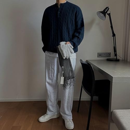 Pull Henley en tricot fin pour homme à manches longues décontracté - 5