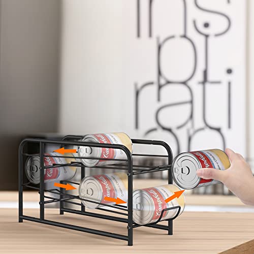 Mooace 4 Pack Can Dispenser Rack, Stackable Can Storage Organizer Holder For Canned Food Kitchen Cabinet Pantry Countertop, Black #TOP2