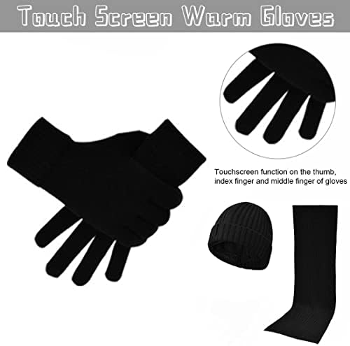 Warmiehomy Hat Gloves Scarf Set for Women Ladies Girls Soft Warm Knitted Beanie Cap Long Scarf 3 in 1 Winter Thick Set for Outdoors Walking Shopping Skiing Fishing Camping