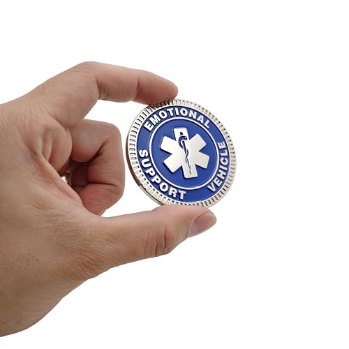 Image of Emotional Support Vehicle Metal Emblem - 3D Car Badge Decal for Vehicles, Trucks, SUVs, RVs Alloy Auto Accessory (Blue)
