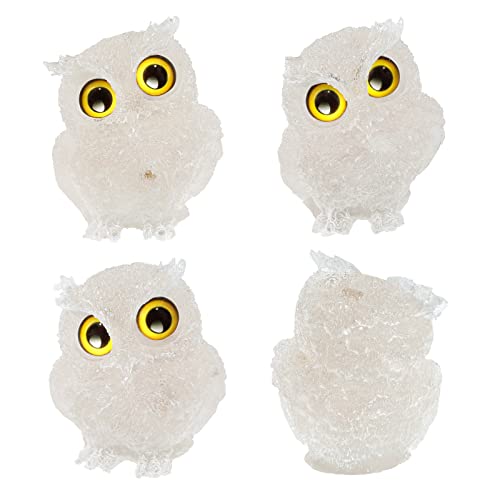 mookaitedecor 3 Inch Clear Quartz Crystal Owl Figurine Ornament for Home Office Decor Housewarming Gift Large Owl Gift for Men Women Resin Stone Animal Sculpture Statue Good Luck Ornament - Image 3