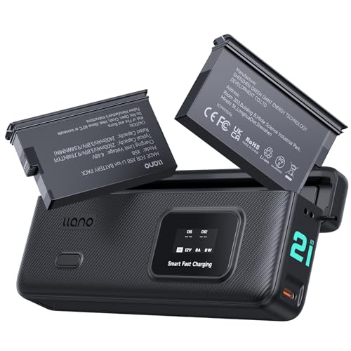 llano AC2 30W Schnellladegerät-Hub für Kamera-Akkus mit einem 2er-Pack 2500mAh X5 Ersatzakkus for Insta360 X5 Action-Kamera DREI-Slot PD-Ladung LED-Anzeige