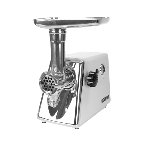 Geepas Stainless Steel Cutting Blade Meat Grinder |Meat Grinder Electric Aluminium Gearbox 2000W | Metal Cutting Plates Accessories Metal Gears Stainless Steel Blade