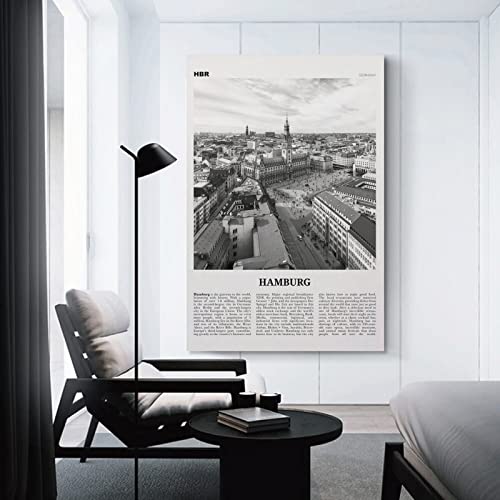 Hamburg City Center Black And White Print, Hamburg Wall Art, Hamburg Poster, Hamburg Photo, Hamburg Poster Decorative Painting Canvas Wall Art Living Room Posters Bedroom Painting 12X18Inch(30X45Cm) #TOP2