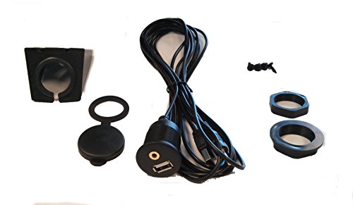 USB & 3.5mm AUX extension Flush Mount 6.5 Feet Audio cable , 1/8 AUX Car Bike Boat Motercycle Lead by IMC Audio