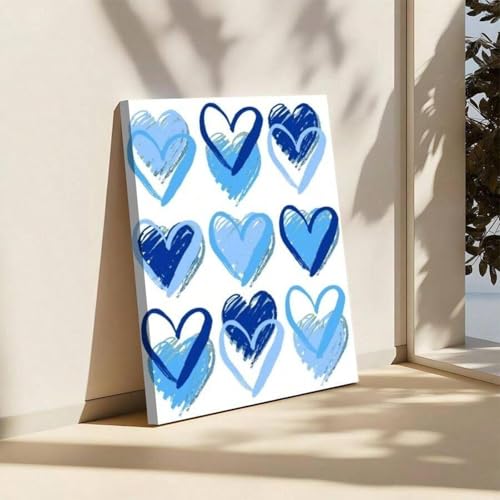 Art abstrait cœur bleu XINBAO dessin main sur toile premium