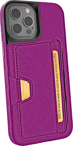 Image of Smartish iPhone 12 Pro Max Wallet Case - Wallet Slayer Vol. 2 [Slim Protective Kickstand] Credit Card Holder (Silk) - Purple Reign