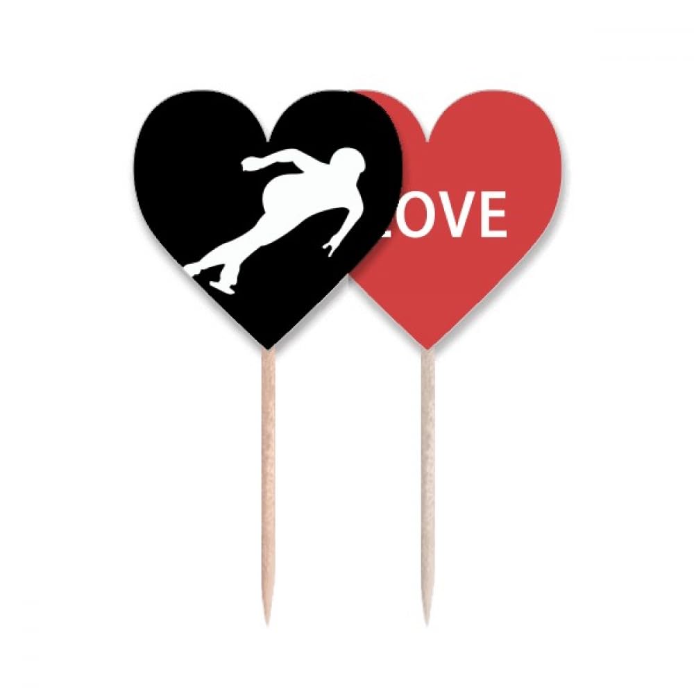 Drapeau amour cœur et pic cupcake pour fête de patinage et sports d'hiver