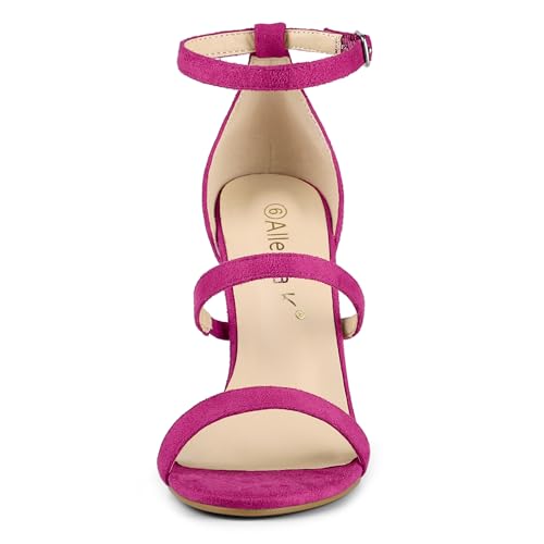Allegra K Allegra K Women Open Toe Triple Straps Stiletto High Hot Pink Heel Sandals 9 M US