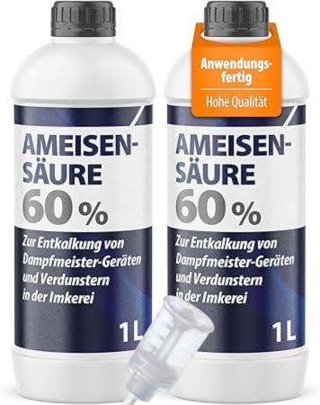 Ameisensäure 60% 2er-Set: 2 x 1 L Flaschen (gesamt 2 L) inkl. Dosierkappe