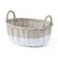 Wickerfield Eco-Friendly Lightweight Wicker Storage Basket with handles suitable for shelf storage toy organization gift hamper (Oval)
