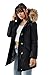 Produktbild Burocs EFW27 Damen Jacke Parka Mantel Winterjacke Echtfell Kapuze Warm Gefüttert Waschbar Schwarz Navy Khaki Rot, Größe:L, Farbe:Schwarz