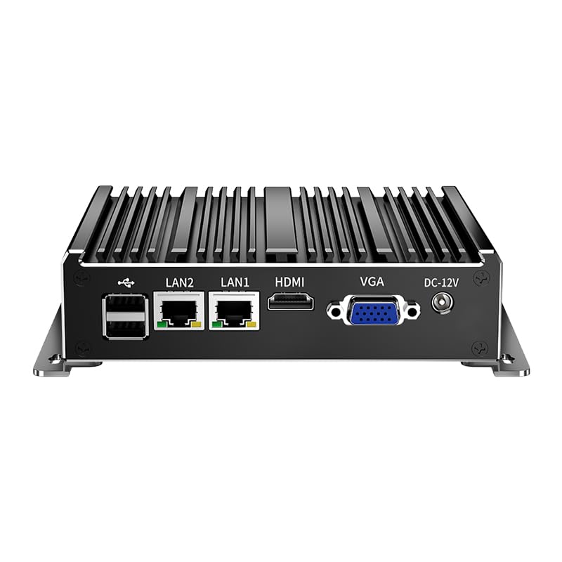 UDPTCP Mini PC senza ventola, PC industriale, mini computer dual core N2840, 4K HD+VGA, 2Gigabit Ethernet, USB, mini PC desktop 2 RS232 COM, WiFi/Win10/Linux, NO RAM NO SSD (NO RAM NO SSD)