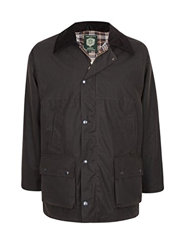 Portmann Premium Quality Padded Mens Wax Jacket Made in UK (4XL, Brown)