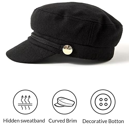 Accsa Womens Fashion Newsboy Cap Bakerboy Cabbie Gatsby Pageboy Visor Beret Hat Black #TOP4