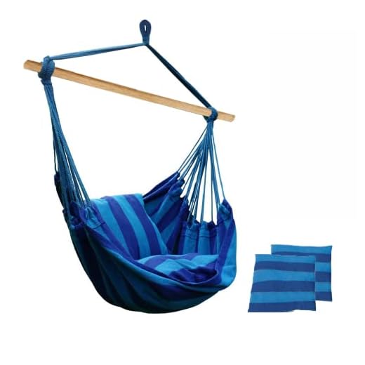 Hamaca Silla Colgante con 2 Cojines Acolchados y Barra de Soporte de Madera. Columpio Hamaca con Cuerda para Interiores y Exteriores. Soporta hasta 120kg. (130x100cm)