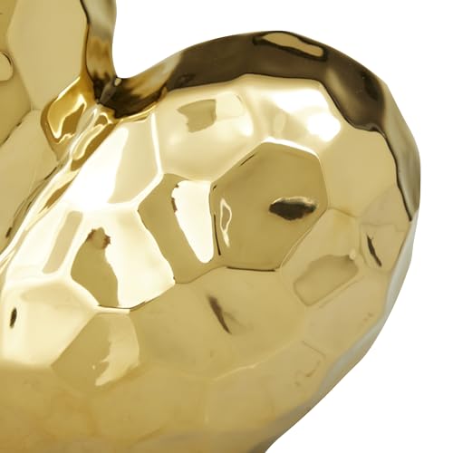 Deco 79 Porcelain Ceramic Heart Decorative Sculpture Dimensional Angled Origami Inspired Home Decor Statue, Accent Figurine 8" x 3" x 8", Gold - Image 3