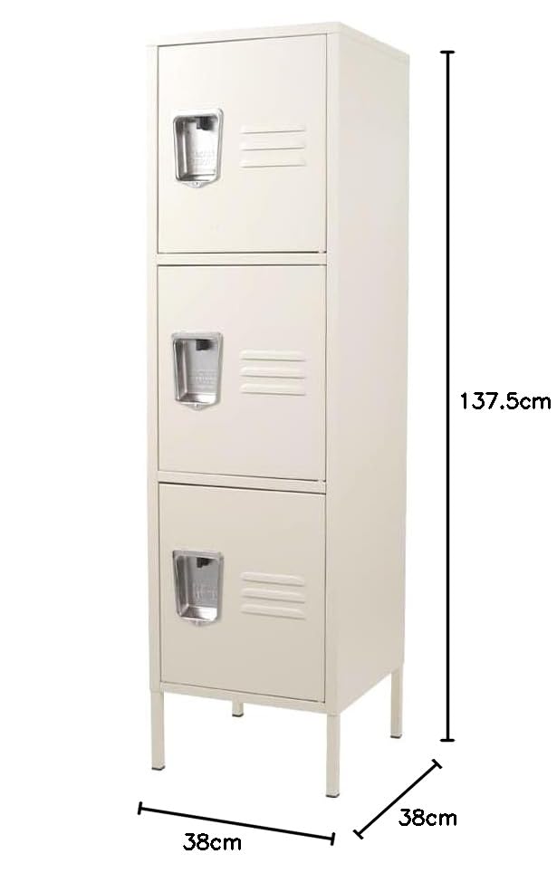 【値下げ】【3/12まで】DULTON（ダルトン）　スチールロッカー　アイボリー DULTON ONLINE SHOP | STEEL LOCKER 3 DOOR IVORY(3 DOOR IVORY): 家具
