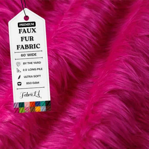 Image of FabricLA Faux Fur Fabric by The Yard - Artificial Craft Fur - 36 inch X 60 inch Inch Wide - Fur Fabric for Craft Supply, DIY Furry Plush Projects, Sewing, Decoration, Upholstery, Fuchsia, 1 Yard