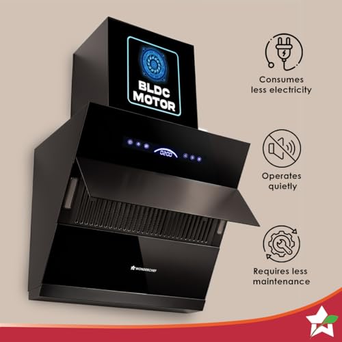 Image of Wonderchef Ultra Slant 60cm Filterless Auto-clean Kitchen Chimney with Oil Collector, BLDC Motor, Suction 2000 m3 /hr, Motion Sensor + Touch Control, 15-Yr Warranty on Motor & 5-Yr Comprehensive, Black