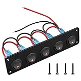 ☆ Interruptores de luz LED roja de 5 pandillas: el panel de interruptor basculante de 5 pandillas 12 / 24v puede controlar el equipo eléctrico dentro del automóvil a voluntad. Ya no busco el interruptor, pero lo veo claramente en la oscuridad, las luces LED rojas se encienden cuando se enciende