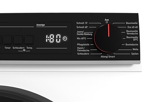 SHARP ES-PRO814WA-DE Waschmaschine Frontlader, 8kg, 1400U/min, Smarte Bedienung durch Veezy App, Dampffunktion, Inverter, 15 Programme, AquaStop, Weiß