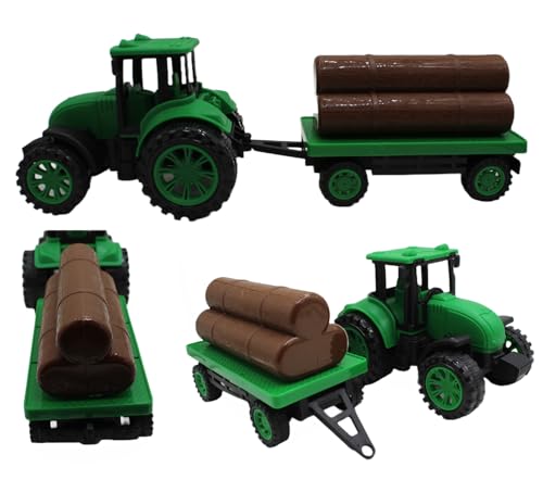 Image of Neokiddo Toys Friction Powered Trolley Farm Tractor Toy for Kids & Toddlers /Boys & Girls (Forest Green)