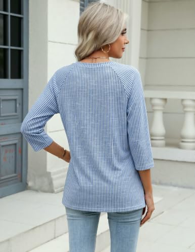Image of Zeagoo 3 /4 Length Sleeve Womens Tops Casual V Neck Shirts Soft Basic Tees