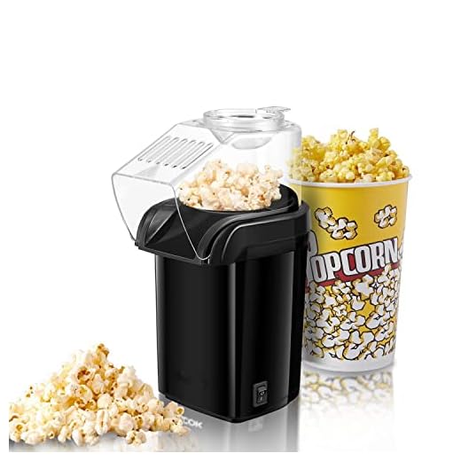 Popcorn Machine, High Pop Rate Hot Air Popcorn Maker with Measuring Cup Etl Certified, 2 Minutes Fast Making Popcorn Popper, BPA Free, No Oil Mini Popcorn Machine, Air Popper Popcorn Poppers for Home