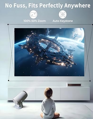 Image of Omex 4K Android Dual Band WiFi6G (260 ANSI) Auto Keystone BT 5.0 (4000 lm / 1 Speaker /Wireless /Remote Controller) Portable Projector (White)