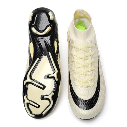Kids Soccer Cleats High Top Youths Spikes FG Shoes Baseball Ankle-Cuff Athletic Professional Firm Ground Non-Slipping Boys Football Boots