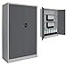 BB Sport Spind Büroschrank Aktenschrank 140 x 85 x 39 cm Metallschrank Universalschrank mit 3 Einlegeböden, Höhe frei montierbar Ordnerschrank, Farbe:Grau-Dunkelgrau