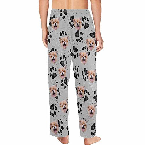 Personalized Photo Face Pajama Pants for Men Custom Hand Painting Dog Paw Pajama Sleepwear Bottoms with Pockets2