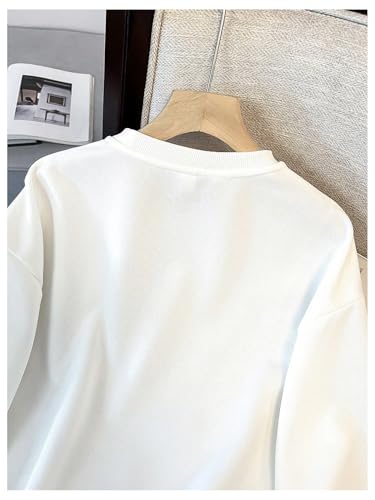 Milumia Girl's Flower Patched Crew Neck Sweatshirt Long Sleeve Loose Pullovers4