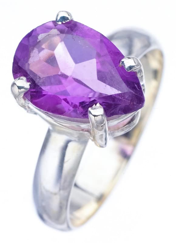 Bague améthyste naturelle argent véritable anti-allergie fait main 57
