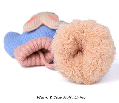 Toddler Kids Winter Warm Thick Full Finger Gloves Children Assorted Color Magic Ski Gloves Mittens (Sky Blue Bear Mittens) - Thumbnail 6