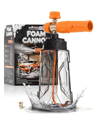 maXpeedingrods Foam Cannon for Pressure Washer Wide Mouth Quick Release Car Wash Foam Gun with Adjustable Soap Cannon Thick Snow Foam 1/4 Quick Connector with 2 Orifice Nozzle (Transparent)